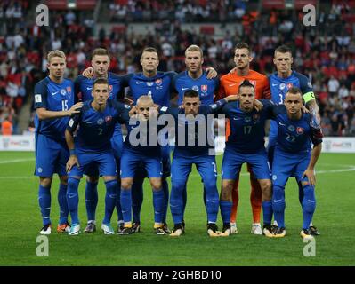 Slovakia's team shot during the World Cup Qualifier match at Wembley Stadium, London. Picture date 4th September 2017. Picture credit should read: David Klein/Sportimage via PA Images Stock Photo