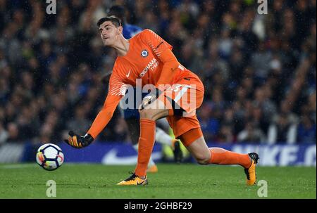 Chelsea goalkeeper Thibaut Courtois during the premier league match at the Stamford Bridge stadium, London. Picture date 30th September 2017. Picture credit should read: Robin Parker/Sportimage via PA Images Stock Photo