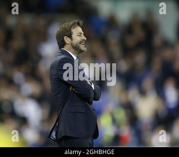 Thomas Christiansen manager of of Leeds United during the Championship match at Elland Road Stadium, Leeds. Picture date 27th October 2017. Picture credit should read: Simon Bellis/Sportimage via PA Images Stock Photo