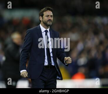 Thomas Christiansen manager of of Leeds United during the Championship match at Elland Road Stadium, Leeds. Picture date 27th October 2017. Picture credit should read: Simon Bellis/Sportimage via PA Images Stock Photo