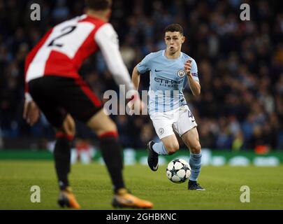 Manchester City's Phil Foden in action during the champions league match at the Etihad Stadium, Manchester. Picture date: 21st November 2017. Picture credit should read: Andrew Yates/Sportimage via PA Images
