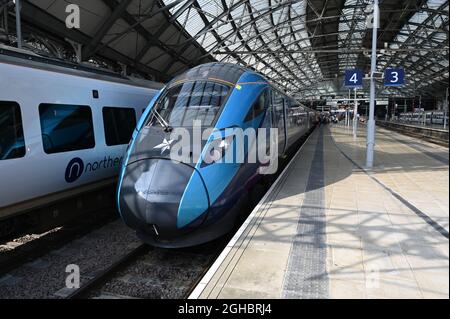 Inside the terminus at Liverpool Lime street station. Stock Photo