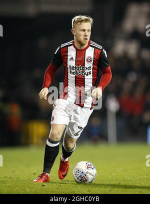 Sheffield United's Mark Duffy in action during the championship match at Craven Cottage Stadium, London. Picture date 6th March 2018. Picture credit should read: David Klein/Sportimage via PA Images Stock Photo