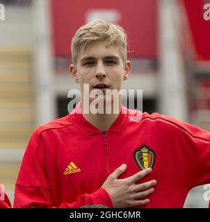 Lars Dendoncker of Belgium during the UEFA European U17 Championship Semi Final match at the New York Stadium, Rotherham. Picture date 17th May 2018. Picture credit should read: James Wilson/Sportimage via PA Images Stock Photo