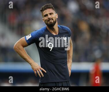 Olivier Giroud of France during the FIFA World Cup 2018 Semi Final match at the St Petersburg Stadium, St Petersburg. Picture date 10th July 2018. Picture credit should read: David Klein/Sportimage via PA Images Stock Photo