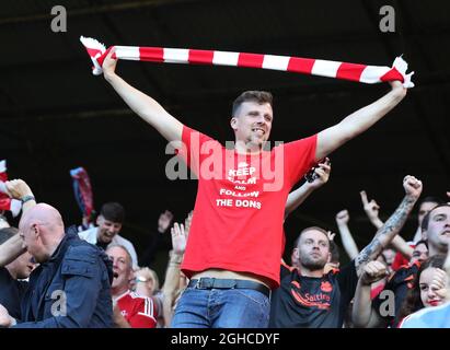 Aberdeen fans during the Europa League Qualifying Second Round 2nd Leg match at Turf Moor Stadium, Burnley. Picture date: 02nd August 2018. Picture credit should read: Simon Bellis/Sportimage via PA Images Stock Photo