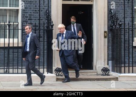 London, England, UK 6th September 2021 Boris Johnson leaves Downing Street as Parliament reconvenes. Credit: Denise Laura Baker/Alamy Live News Stock Photo