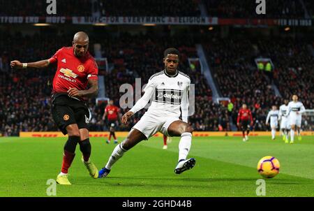 Manchester United's Ashley Young and Ryan Sessegnon of Fulham during the Premier League match at Old Trafford, Manchester. Picture date: 8th December 2018. Picture credit should read: Matt McNulty/Sportimage via PA Images