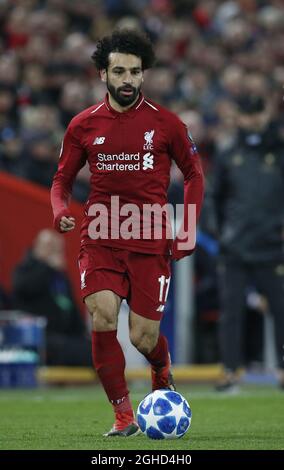 Mohamed Salah of Liverpool during the UEFA Champions League Group C match at Anfield Stadium, Liverpool. Picture date 11th December 2018. Picture credit should read: Andrew Yates/Sportimage via PA Images Stock Photo
