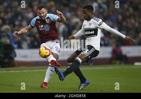 Phillip Bardsley of Burnley (L) is challenged by Ryan Sessegnon of Fulham during the Premier League match at the Turf Moor Stadium, Burnley. Picture date: 12th January 2019. Picture credit should read: Andrew Yates/Sportimage via PA Images