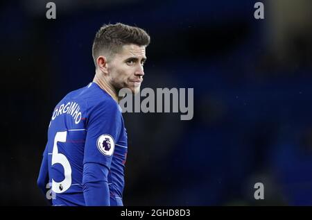 Chelsea's Jorginho in action during the Premier League match at Stamford Bridge Stadium, London. Picture date: 12th January 2019. Picture credit should read: David Klein/Sportimage via PA Images Stock Photo