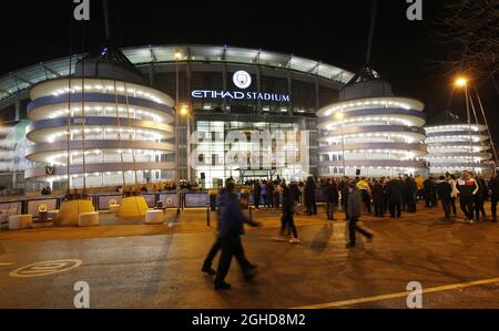 Fans arrive before the Premier League match at the Etihad Stadium, Manchester. Picture date: 14th January 2019. Picture credit should read: Andrew Yates/Sportimage via PA Images Stock Photo