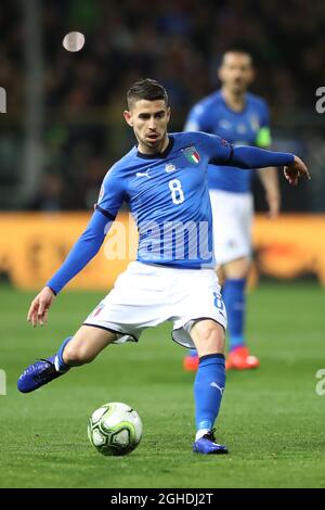 Jorginho of Italy during the UEFA Euro 2020 Qualifying Group J match at the Ennio Tardini Stadium, Parma, Italy. Picture date 26th March 2019. Picture credit should read: Jonathan Moscrop/Sportimage via PA Images Stock Photo