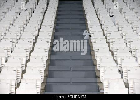 A solitary flag remains in the empty seats following Juventus's exit from the tournament during the UEFA Champions League match at Allianz Stadium, Turin. Picture date: 16th April 2019. Picture credit should read: Jonathan Moscrop/Sportimage via PA Images