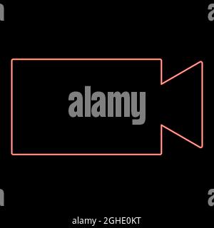 Neon video camera red color vector illustration flat style light image Stock Vector