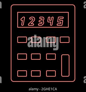 Neon calculator red color vector illustration flat style light image Stock Vector