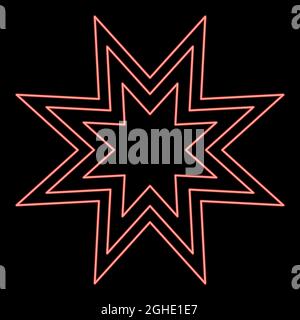 Neon trendy retro star red color vector illustration flat style light image Stock Vector