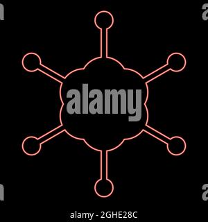 Neon business network red color vector illustration flat style light image Stock Vector