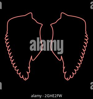 Neon wing red color vector illustration flat style light image Stock Vector