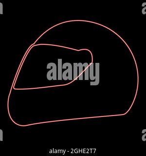 Neon racing helmet red color vector illustration flat style light image Stock Vector