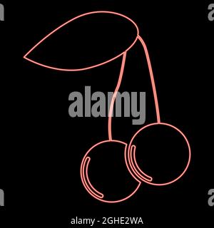 Neon cherry red color vector illustration flat style light image Stock Vector