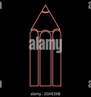 Neon pencil red color vector illustration flat style light image Stock Vector