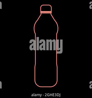 Neon water plastic bottle red color vector illustration flat style light image Stock Vector