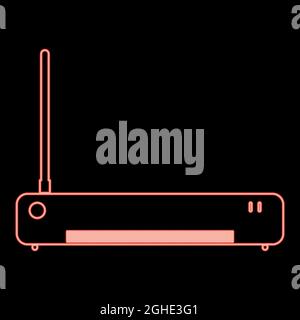 Neon router red color vector illustration flat style light image. Neon ...