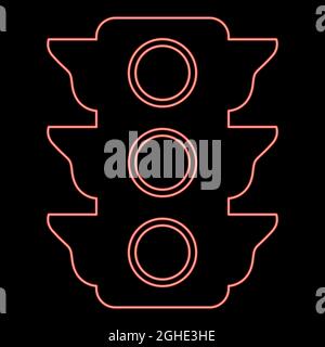 Neon traffic light red color vector illustration flat style light image Stock Vector