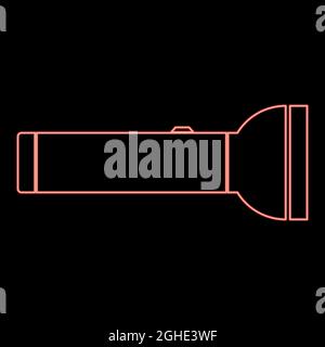 Neon flashlight red color vector illustration flat style light image Stock Vector