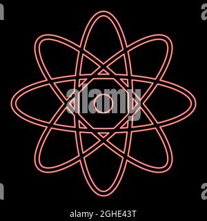 Neon atom red color vector illustration flat style light image Stock Vector