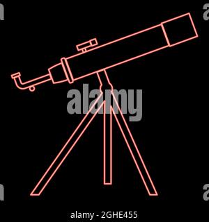 Neon telescope red color vector illustration flat style light image Stock Vector