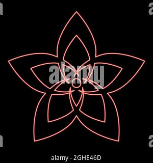 Neon flower red color vector illustration flat style light image Stock Vector