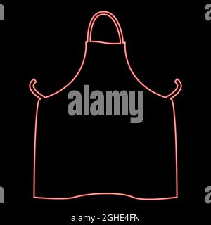 Neon kitchen apron red color vector illustration flat style light image Stock Vector