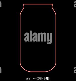 Neon aluminium can red color vector illustration flat style light image Stock Vector