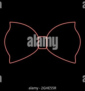 Neon bow butterfly red color vector illustration flat style light image Stock Vector