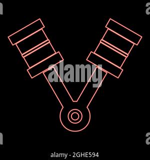 Neon pistons red color vector illustration flat style light image Stock Vector