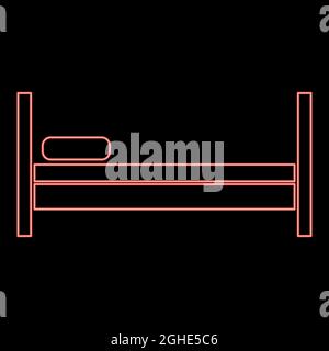 Neon bed red color vector illustration flat style light image Stock Vector