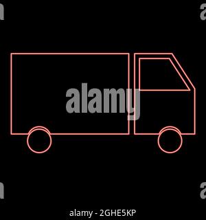 Neon truck red color vector illustration flat style light image Stock Vector