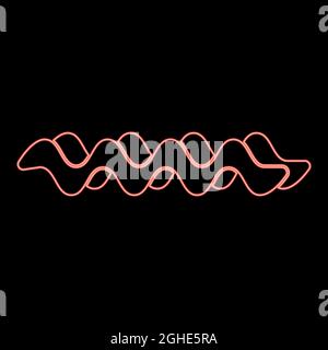 Neon wave red color vector illustration flat style light image Stock Vector
