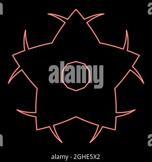 Neon abstract flower red color vector illustration flat style light image Stock Vector