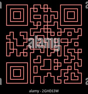 Neon qr code red color vector illustration flat style light image Stock Vector