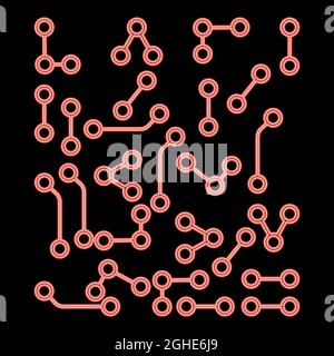 Neon chip red color vector illustration flat style light image Stock Vector