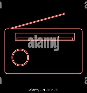 Neon radio red color vector illustration flat style light image Stock Vector
