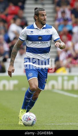 Geoff Cameron of QPR in action during the Sky Bet Championship match at the Bet 365 Stadium, Stoke-on-Trent. Picture date: 3rd August 2019. Picture credit should read: Andrew Yates/Sportimage Stock Photo