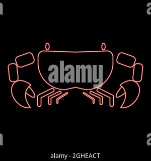 Neon crab red color vector illustration flat style light image Stock Vector