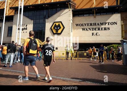 Fans arrive at the ground before the Premier League match at Molineux, Wolverhampton. Picture date: 14th September 2019. Picture credit should read: James Wilson/Sportimage via PA Images