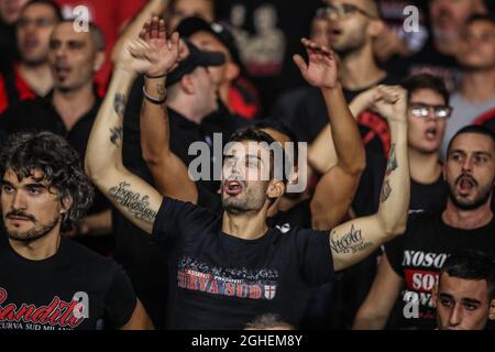 AC Milan fans sing to encourage the team during the Serie A match at Stadio  Grande Torino, Turin. Picture date: 26th September 2019. Picture credit  should read: Jonathan Moscrop/Sportimage via PA Images