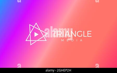 Geometric play button flat minimal style vector logo concept for media, video and music app. Linear abstract arrow isolated icon Stock Vector