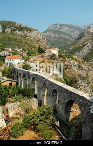 The Stari Bar aqueduct in the Old Bar in Montenegro. Stock Photo